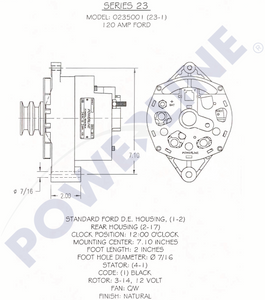 Powerline 23-1 Alternator 120 amp 12 Volt 14 Volt HD Power Solutions Dimensions