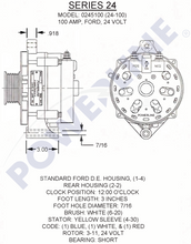 Load image into Gallery viewer, Powerline 24-100 Alternator 100 amp 24 Volt 28 Volt HD Power Solutions Dimensions