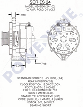 Load image into Gallery viewer, Powerline 24-100 Alternator 100 amp 24 Volt 28 Volt HD Power Solutions Dimensions 
