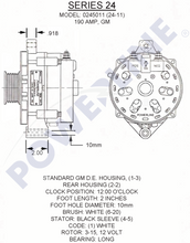 Load image into Gallery viewer, Powerline 24-11 Alternator 190 amp 12 Volt 14 Volt HD Power Solutions Dimensions