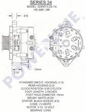 Load image into Gallery viewer, Powerline 24-13 Alternator 190 amp 12 Volt 14 Volt HD Power Solutions Dimensions