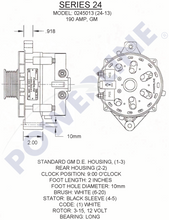 Load image into Gallery viewer, Powerline 24-13 Alternator 190 amp 12 Volt 14 Volt HD Power Solutions Dimensions
