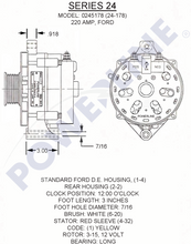 Load image into Gallery viewer, Powerline 24-178 Alternator 220 amp 12 Volt 14 Volt HD Power Solutions Dimensions