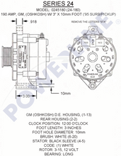 Load image into Gallery viewer, Powerline 24-180 Alternator 190 amp 12 Volt 14 Volt HD Power Solutions Dimensions