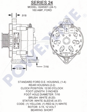 Load image into Gallery viewer, Powerline 24-1 Alternator 160 amp 12 Volt 14 Volt HD Power Solutions Dimensions