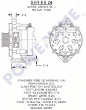 Load image into Gallery viewer, Powerline 24-1 Alternator 160 amp 12 Volt 14 Volt HD Power Solutions Dimensions
