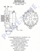 Load image into Gallery viewer, Powerline 24-3 Alternator 190 amp 12 Volt 14 Volt HD Power Solutions Dimensions