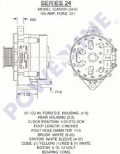 Load image into Gallery viewer, Powerline 24-5 Alternator 160 amp 12 Volt 14 Volt HD Power Solutions Dimensions
