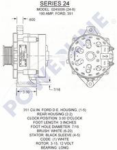 Load image into Gallery viewer, Powerline 24-6 Alternator 190 amp 12 Volt 14 Volt HD Power Solutions Dimensions
