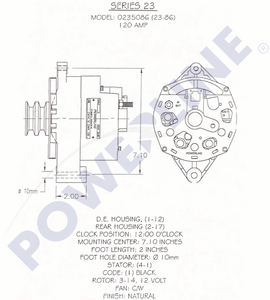 Powerline 23-86 Alternator 120 amp 12 Volt 14 Volt HD Power Solutions Dimensions 